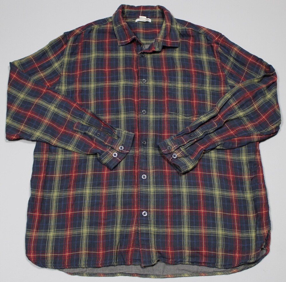 Carbon2Cobalt Shirt Mens L Red Blue Plaid Flannel Button Down Long Sleeve